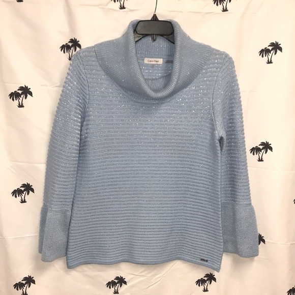 Calvin Klein Oversized Powder Blue/Silver Sweater - Picture 1 of 8